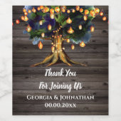 Eiken boom string lichten land lantaarn hout wijn etiket (Enkel label)