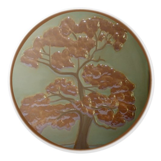 Eiken boomprint Lade Trek Keramische Knop (Voorkant)
