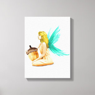 eiken boomschaafsel met adel Acorn Canvas Afdruk
