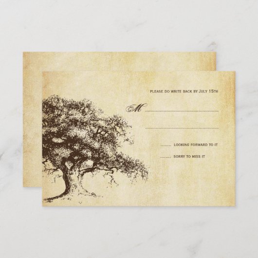  eiken bruiloft RSVP Kaart (Voorkant / Achterkant)