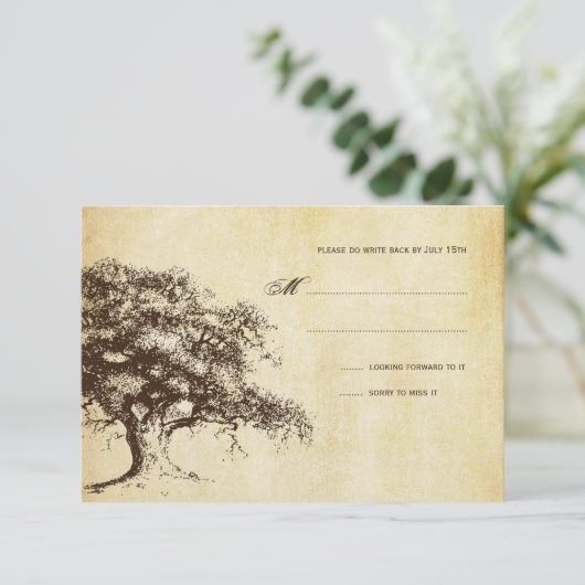  eiken bruiloft RSVP Kaart (Staand voorkant)