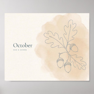 Eiken & Eikel Botanische Kunstprint Oktober Poster