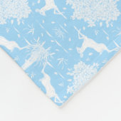 Eiken en Herten Blauwe Fleece Deken (Horizontaal) (Hoek)