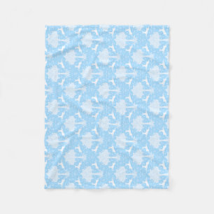 Eiken en Herten Blauwe Fleece Deken (Horizontaal)
