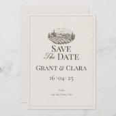 Eiken & Ivoor Platte Save The Date Kaart (Voorkant / Achterkant)