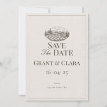 Eiken & Ivoorkleurige Platte Save The Date Kaart