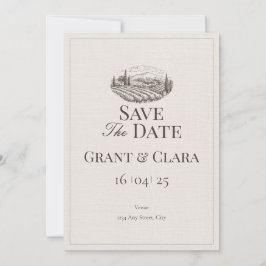 Eiken & Ivoorkleurige Platte Save The Date Kaart