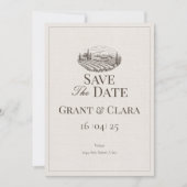 Eiken & Ivoren Platte Save The Date Kaart (Voorkant)