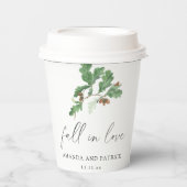 Eiken tak huwelijksfeest papieren bekers (Voorkant)