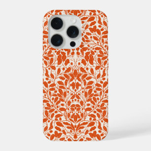 Eiken takken en bladeren, damast patroon in donker iPhone 15 pro case