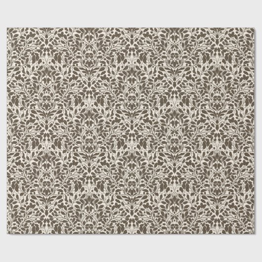 Eiken takken en bladeren, damast patroon in een br cadeaupapier (Vlak)