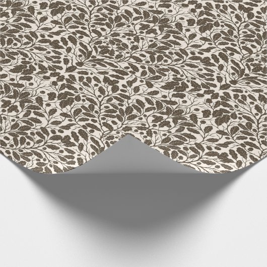 Eiken takken en bladeren, damast patroon in een br cadeaupapier (Hoek)