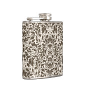 Eiken takken en bladeren, damast patroon in een br heupfles (Rechts)