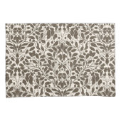 Eiken takken en bladeren, damast patroon in een br kussensloop (Voorkant-Rechts)