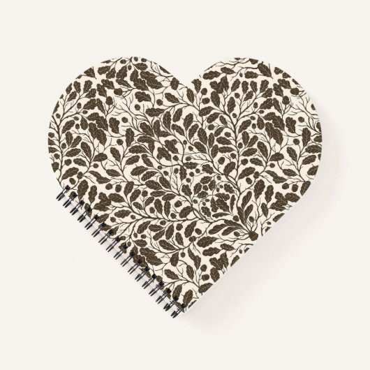 Eiken takken en bladeren, damast patroon in een br notitieboek (Voorkant)