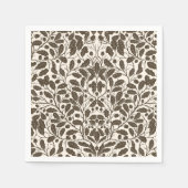 Eiken takken en bladeren, damast patroon in een br servet (Voorkant)