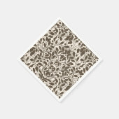 Eiken takken en bladeren, damast patroon in een br servet (Hoek)