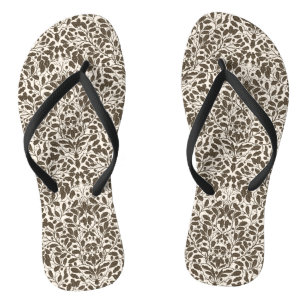 Eiken takken en bladeren, damast patroon in een br teenslippers