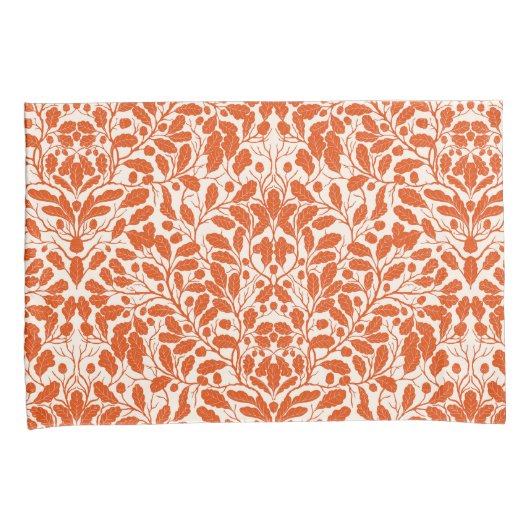 Eiken takken en bladeren, damast patroon in het do kussensloop (Voorkant-Rechts)