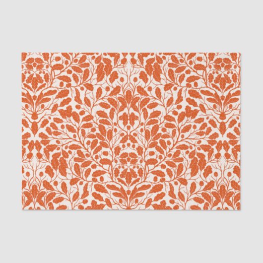 Eiken takken en bladeren, damast patroon in het do tissuepapier (Voorkant)