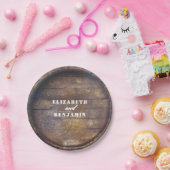 eiken vat bodem rustiek land hout bruiloft papieren bordje (Feest)