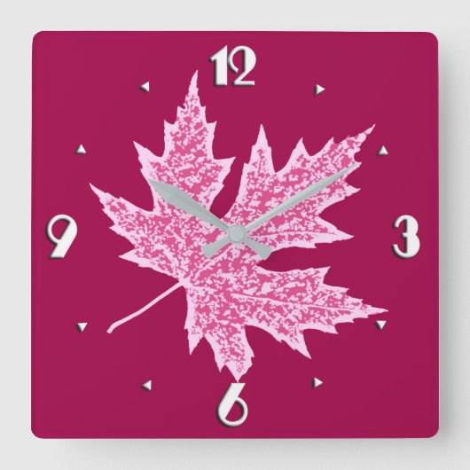 Eikenblad - bordeauxwijn en roze vierkante klok (Voorkant)