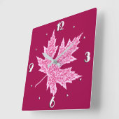 Eikenblad - bordeauxwijn en roze vierkante klok (Hoek)