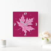 Eikenblad - bordeauxwijn en roze vierkante klok (Huis)