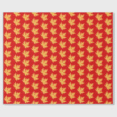 eikenblad — diep rood en saffraan cadeaupapier (Vlak)