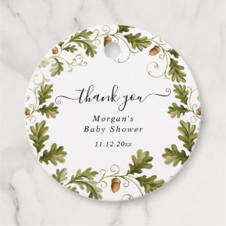 Eikenblad Eikel Baby Shower Bedankt Bedankjes Labels