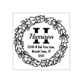 Eikenblad eikels krans | Terugkeeradres monogram B Rubberstempel (Afrduk)