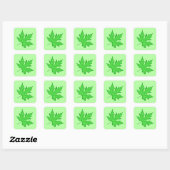 eikenblad - groene tinten vierkante sticker (Vel)
