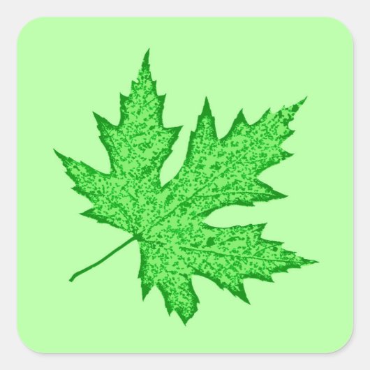 eikenblad - groene tinten vierkante sticker (Voorkant)