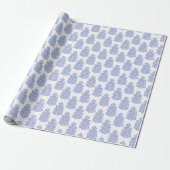 Eikenblad in Blauw en Paars Cadeaupapier (Uitgerold)