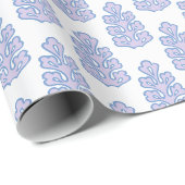 Eikenblad in Blauw en Paars Cadeaupapier (Rol Hoek)