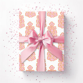 Eikenblad in Roze en Oranje Cadeaupapier