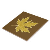 Eikenblad - kameelbruin en bruin tegeltje (Zijkant)