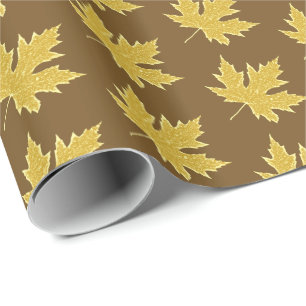 eikenblad - kamelan en bruin cadeaupapier