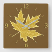 eikenblad - kamelan en bruin vierkante klok (Voorkant)