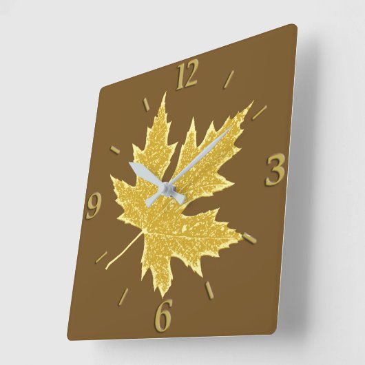 eikenblad - kamelan en bruin vierkante klok (Hoek)