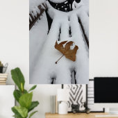 eikenblad op nieuwe sneeuw poster (Thuiskantoor)