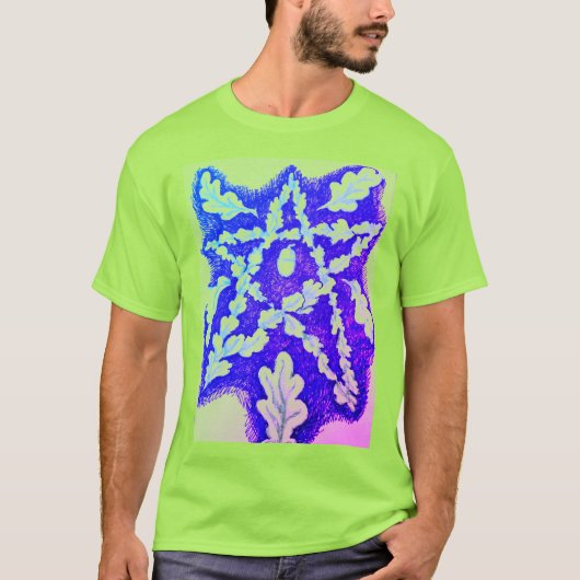 Eikenblad Pentagram Helder Kleurrijk T-shirt (Voorkant)