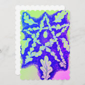 Eikenblad Pentagram Neon Kleurrijk Feestdagenkaart (Voorkant / Achterkant)