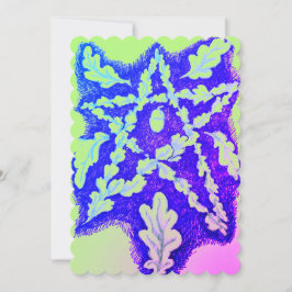 Eikenblad Pentagram Neon Kleurrijk Feestdagenkaart