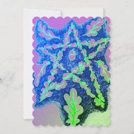 Eikenblad Pentagram Neon Kleurrijk Feestdagenkaart