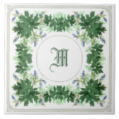 Eikenbladeren en bessen krans border monogram tegeltje (Voorkant)