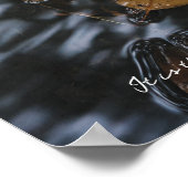 Eikenbladeren en eikels in donker water poster (Hoek)