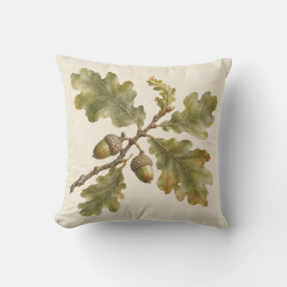 Eikenbladeren en eikels Ivoor Botanische Aquarel Kussen
