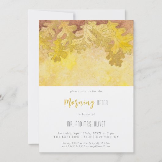 Eikenbladeren in de herfst ochtend na  kaart (Voorkant)