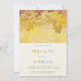 Eikenbladeren in de herfst ochtend na  kaart